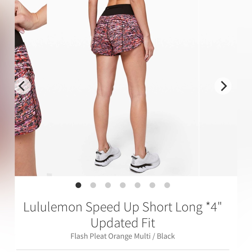 lululemon speed up Flash pleat Orange Multi (6 tall)